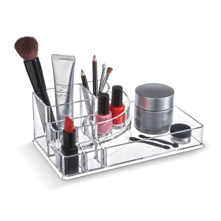 Make up organizer with tray, LIVING, 22,3 x 12,7 x H 8 cm, Clear acrylic in the group Storage / Bathroom storage / Makeup storage at SmartaSaker.se (42673)