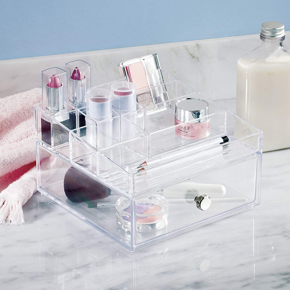 Cosmetic organizer, ID CLARITY MAKE UP DRAWER ORGANISER, 16,5 x 16,5 x H 10 cm, Clear in the group Storage / Bathroom storage / Makeup storage at SmartaSaker.se (42675)