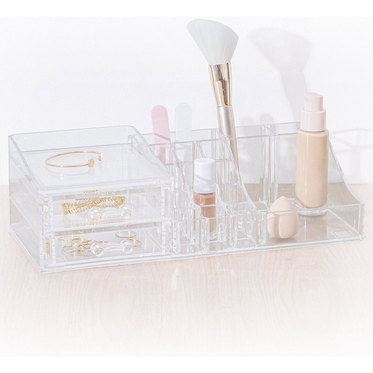 Make-up organizer with drawers, SELENA, 30,6 x 9 x 15,3 cm, Clear in the group Storage / Bathroom storage / Makeup storage at SmartaSaker.se (42678)