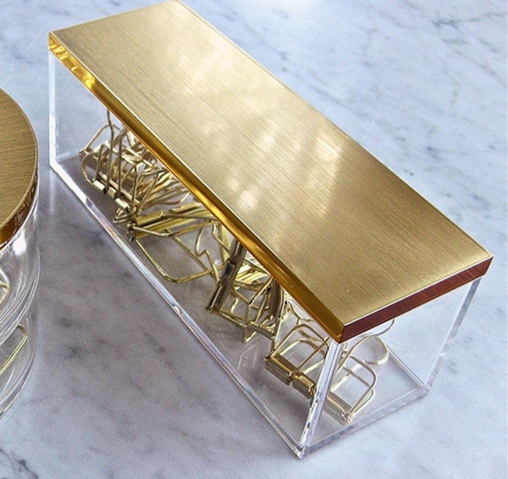 Jewellery Box, GOLD CHEST, 17,5 x 6 x H 7 cm, Clear / Gold in the group Storage / Bedroom storage / Jewelry storage at SmartaSaker.se (42686)