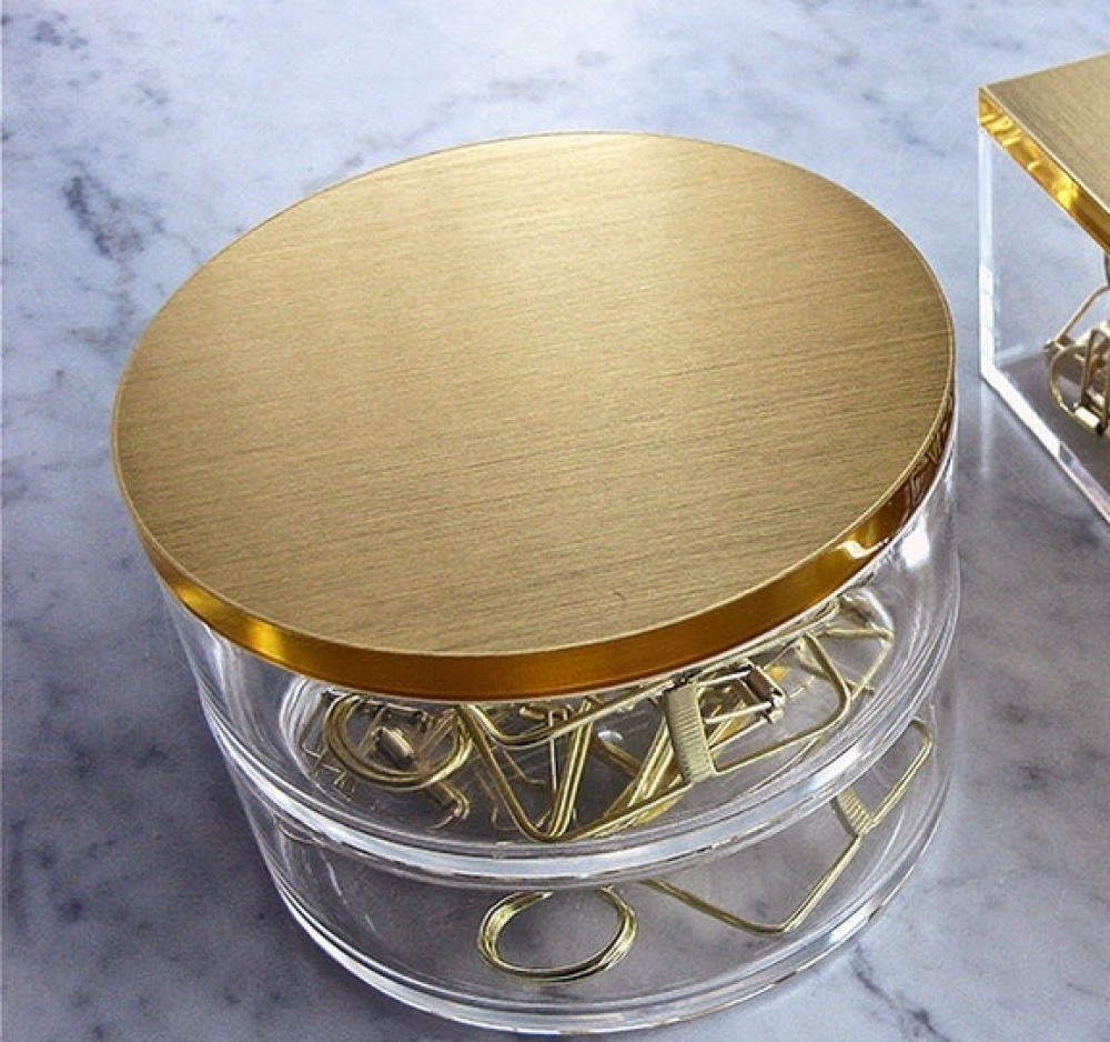 Jewellery Box, Two layers, Round, GOLD CHEST, Ø 12 cm, Clear / Gold in the group Storage / Bedroom storage / Jewelry storage at SmartaSaker.se (42691)