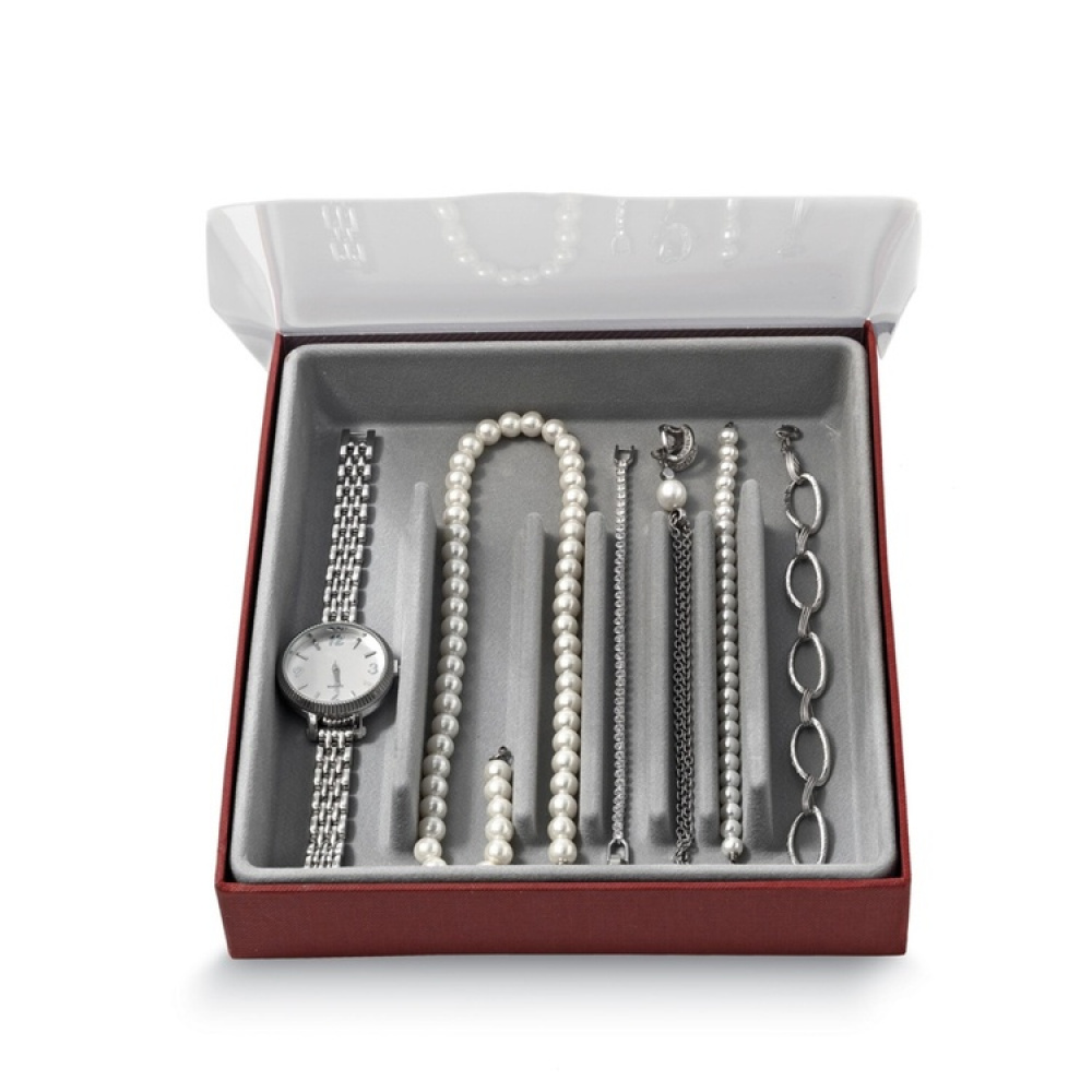 Jewelry box for necklace, BIJOUX COLLANE, 21,5 x 18,5 x H3,5 cm, Burgundy in the group Storage / Bedroom storage / Jewelry storage at SmartaSaker.se (42695)