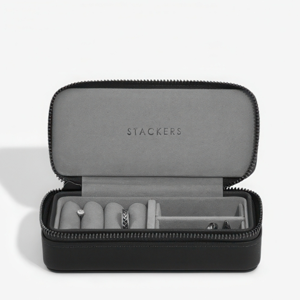 Travel Jewellery Box, STACKERS, 7 x 16 x H 4,2 cm, Pebble Black in the group Storage / Travel storage / Travel jewelry storage at SmartaSaker.se (42697)
