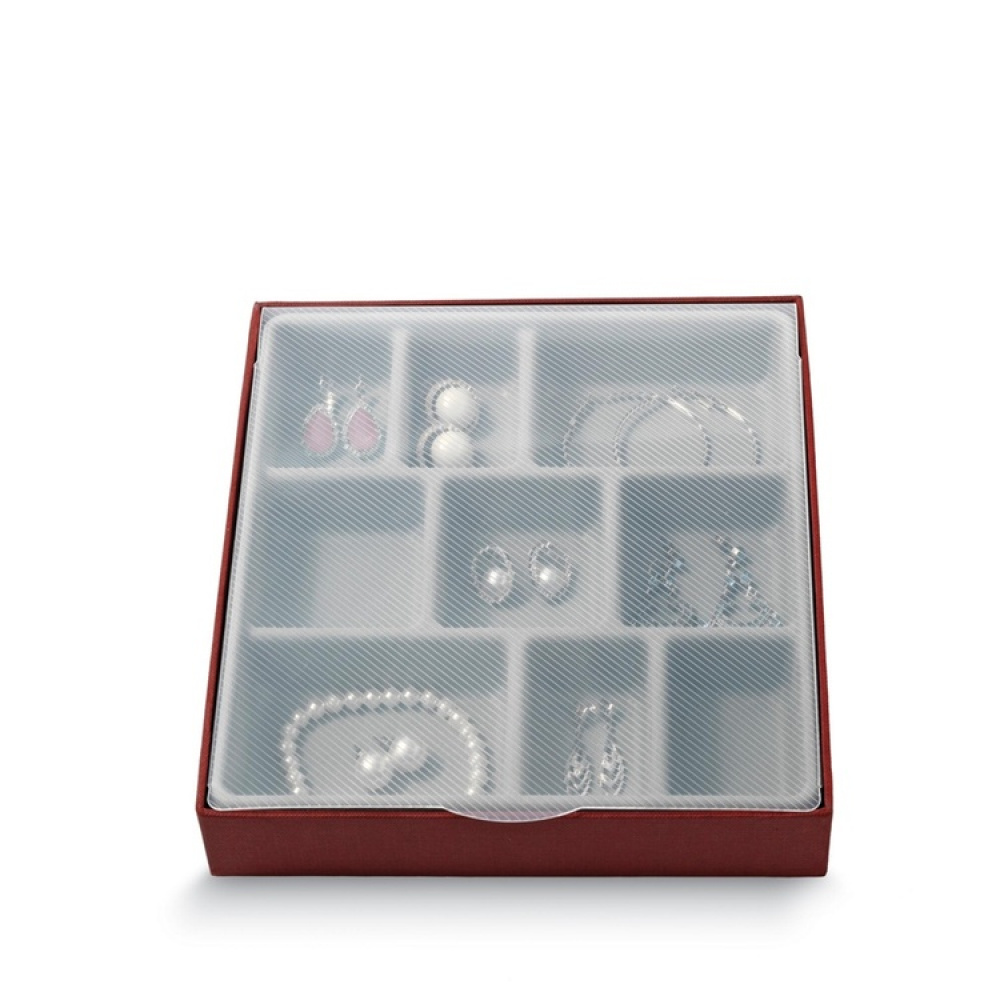 Jewelry box, BIJOUX NEUF, 21,5 x 18,5 x H3,5 cm, Burgundy in the group Storage / Bathroom storage / Makeup storage at SmartaSaker.se (42700)