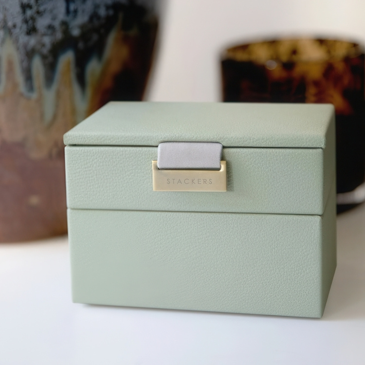 Jewellery Box, 2 layer, MICRO STACKERS, 12,5 x 9 x H 9 cm, Sage Green in the group Storage / Bathroom storage at SmartaSaker.se (42703)