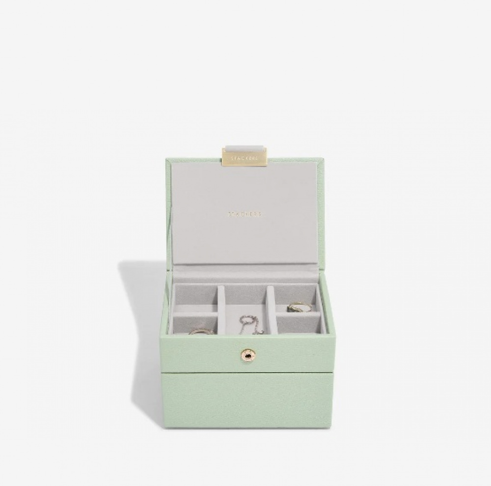 Jewellery Box, 2 layer, MICRO STACKERS, 12,5 x 9 x H 9 cm, Sage Green in the group Storage / Bathroom storage / Makeup storage at SmartaSaker.se (42703)