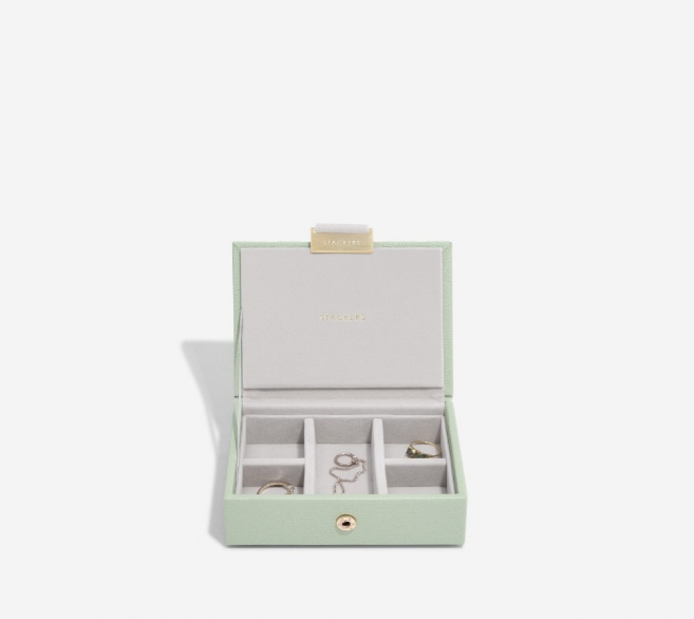 Jewellery Box, 2 layer, MICRO STACKERS, 12,5 x 9 x H 9 cm, Sage Green in the group Storage / Bathroom storage / Makeup storage at SmartaSaker.se (42703)
