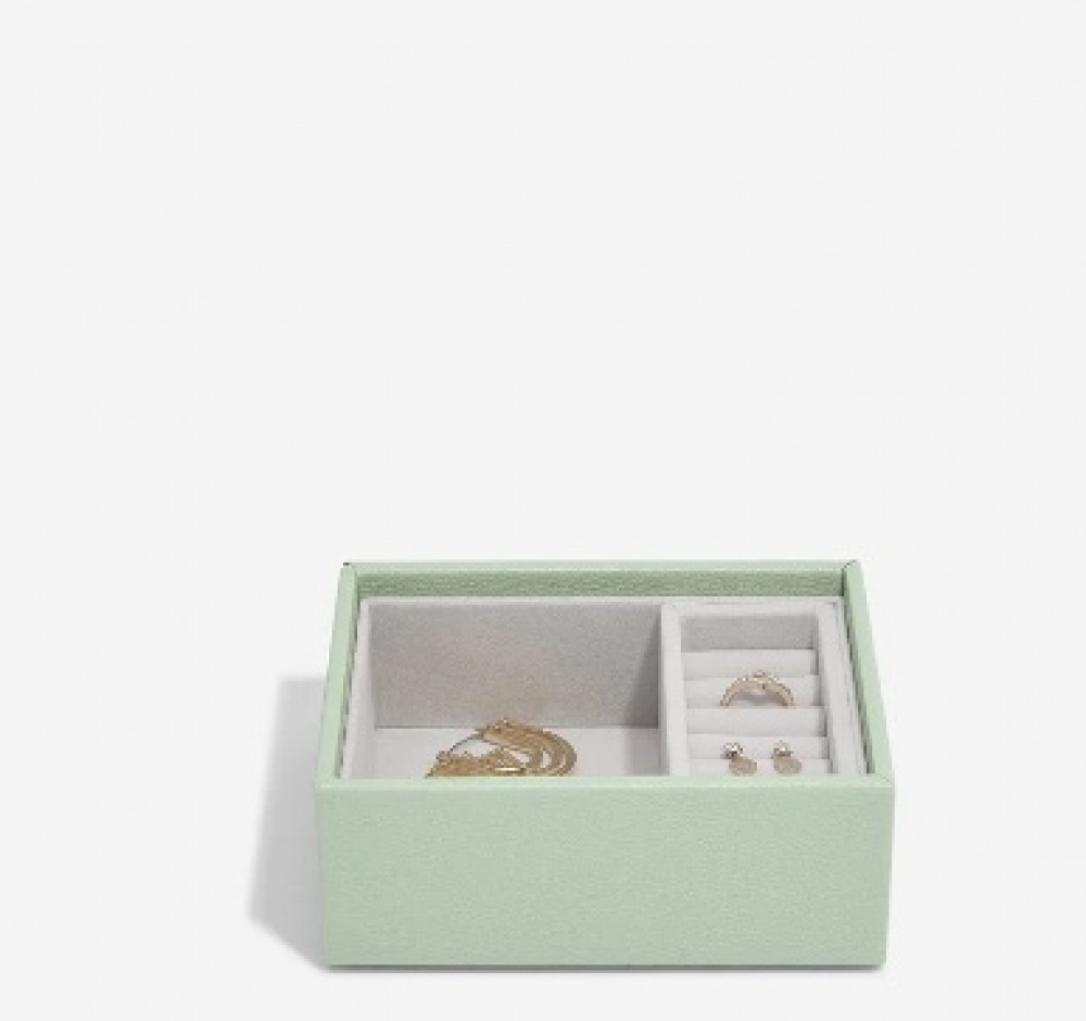 Jewellery Box, 2 layer, MICRO STACKERS, 12,5 x 9 x H 9 cm, Sage Green in the group Storage / Bathroom storage / Makeup storage at SmartaSaker.se (42703)