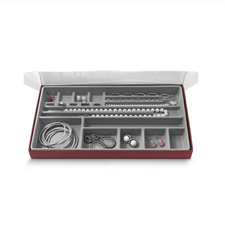 Jewelry box, BIJOUX ORGANIZER LARGE, 37 x 21,5 x H3,5 cm, Burgundy in the group Storage / Bathroom storage / Makeup storage at SmartaSaker.se (42710)