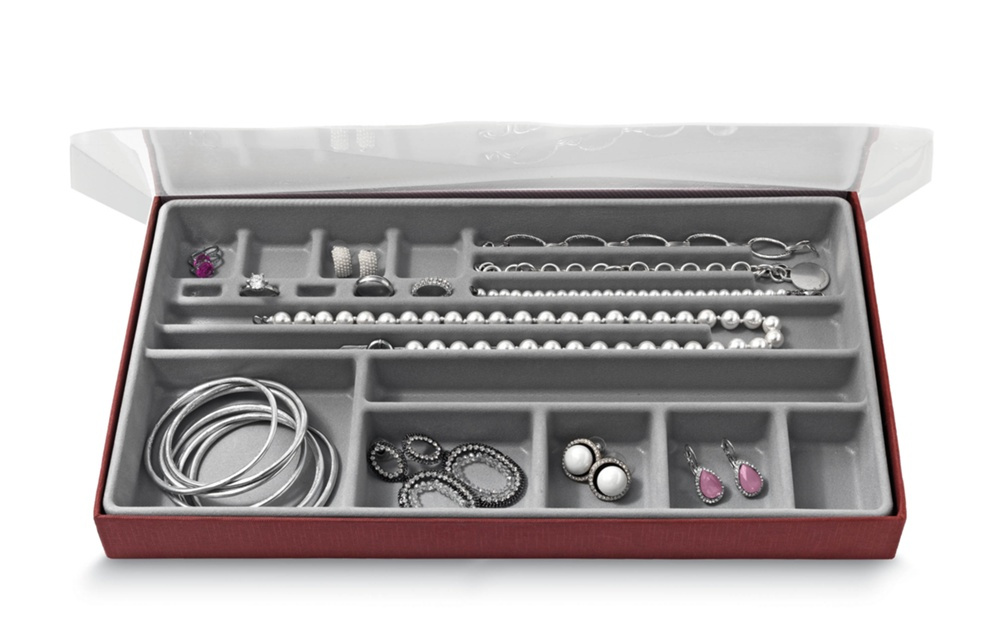 Jewelry box, BIJOUX ORGANIZER LARGE, 37 x 21,5 x H3,5 cm, Burgundy in the group Storage / Bathroom storage / Makeup storage at SmartaSaker.se (42710)