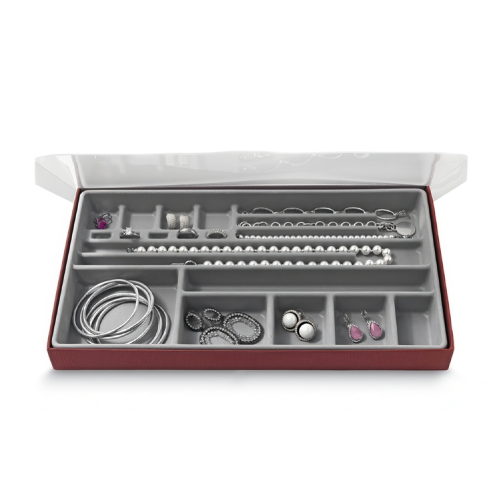 Jewelry box, BIJOUX ORGANIZER LARGE, 37 x 21,5 x H3,5 cm, Burgundy in the group Storage / Bathroom storage / Makeup storage at SmartaSaker.se (42710)