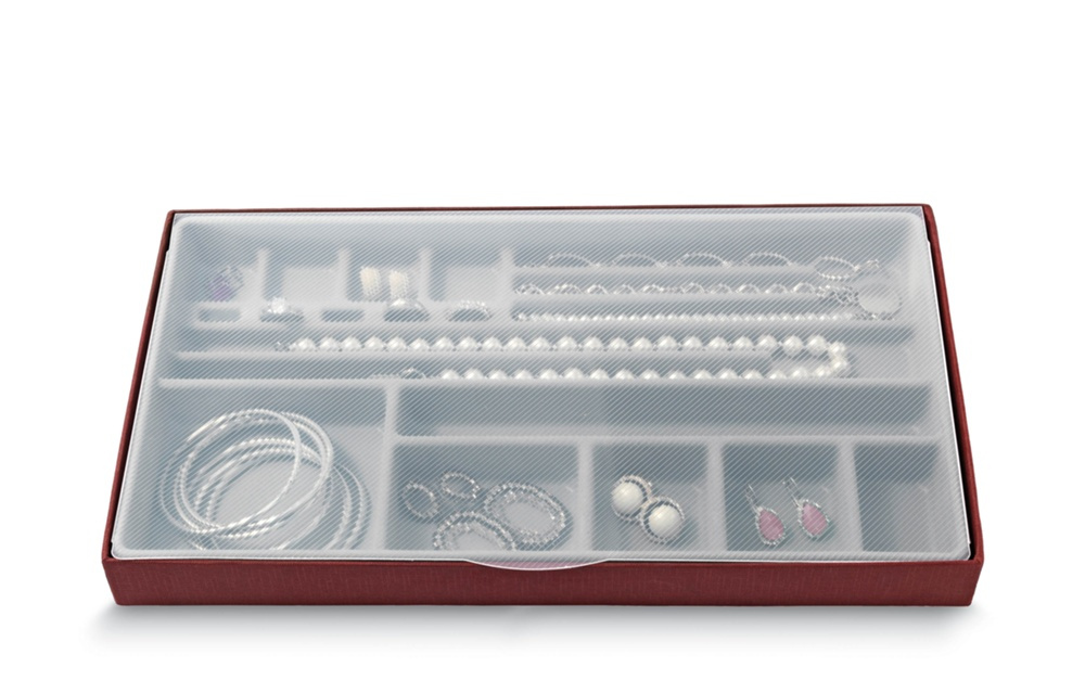 Jewelry box, BIJOUX ORGANIZER LARGE, 37 x 21,5 x H3,5 cm, Burgundy in the group Storage / Bathroom storage / Makeup storage at SmartaSaker.se (42710)