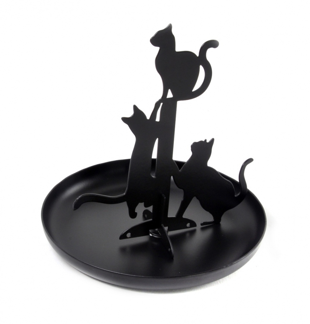 Jewelry tree with tray, BLACK CATS, Kikkerland, Black in the group Storage / Bedroom storage / Jewelry storage at SmartaSaker.se (42716)