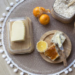Butter Dish, Bamboo and Glass PEBBLY BEURRIER, 16,5 x 12 x H 8,5 cm, Clear / Nature