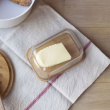 Butter Dish, Bamboo and Glass PEBBLY BEURRIER, 16,5 x 12 x H 8,5 cm, Clear / Nature
