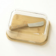 Butter Dish, Bamboo and Glass PEBBLY BEURRIER, 16,5 x 12 x H 8,5 cm, Clear / Nature