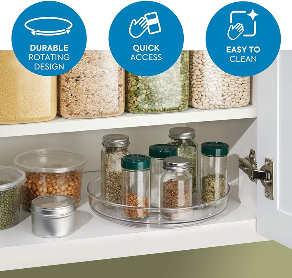 Turntable in 2 levels, KITCHEN ORGANISER LAZY SUSAN, Ø 28 cm, Transparent in the group Storage / Kitchen storage / Kitchen cabinet organizers / Spice racks at SmartaSaker.se (42725)