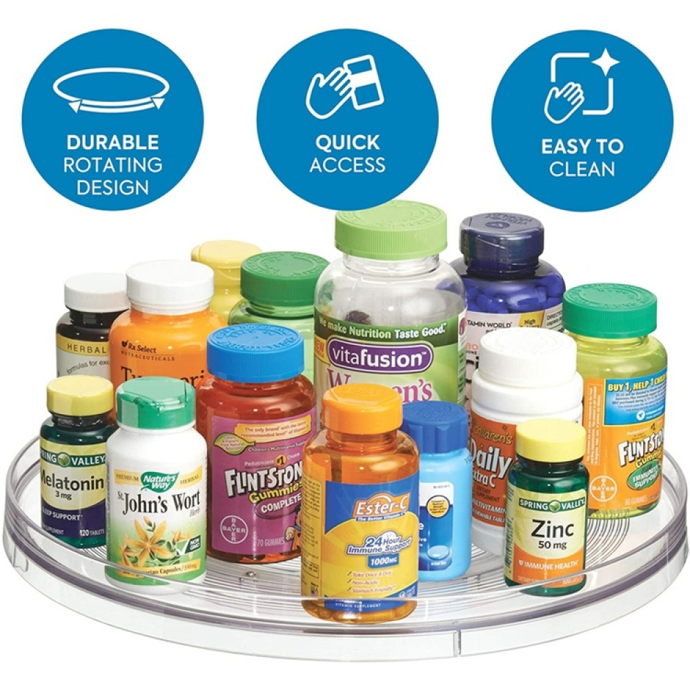 Revolving Spice Rack, RPET TURNTABLE MEDIUM, Low, Ø 28 cm, Transparent in the group Storage / Kitchen storage / Kitchen cabinet organizers / Spice racks at SmartaSaker.se (42727)