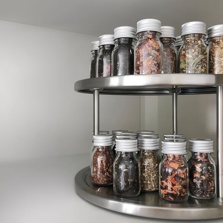 Lazy Susan in metal, 2 Tier, CUPBOARD CAROUSEL, Ø 26,5 x H 16 cm in the group Storage / Kitchen storage / Kitchen cabinet organizers / Spice racks at SmartaSaker.se (42730)