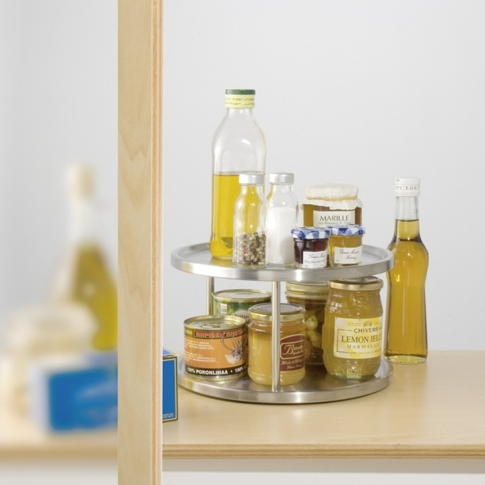 Lazy Susan in metal, 2 Tier, CUPBOARD CAROUSEL, Ø 26,5 x H 16 cm in the group Storage / Kitchen storage / Kitchen cabinet organizers / Spice racks at SmartaSaker.se (42730)