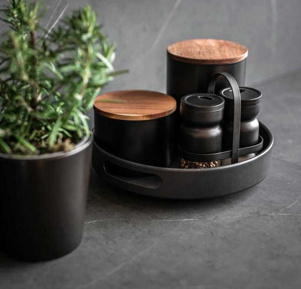 Turntable in metal, OUTDOOR KITCHEN, Ø 26 x H 6 cm, Black in the group Storage / Kitchen storage / Kitchen cabinet organizers / Spice racks at SmartaSaker.se (42732)