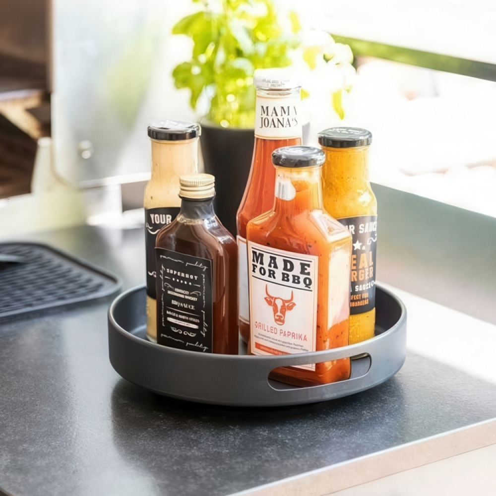 Turntable in metal, OUTDOOR KITCHEN, Ø 26 x H 6 cm, Black in the group Storage / Kitchen storage / Kitchen cabinet organizers / Spice racks at SmartaSaker.se (42732)