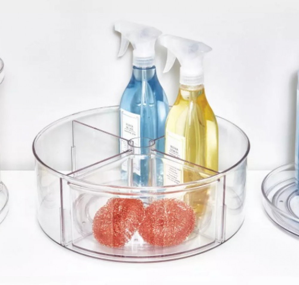 Turntable with 4 sections, 1 bin, THE HOME EDIT LAZY SUSAN, Ø 29,2 cm, Transparent in the group Storage / Kitchen storage / Kitchen cabinet organizers / Spice racks at SmartaSaker.se (42735)