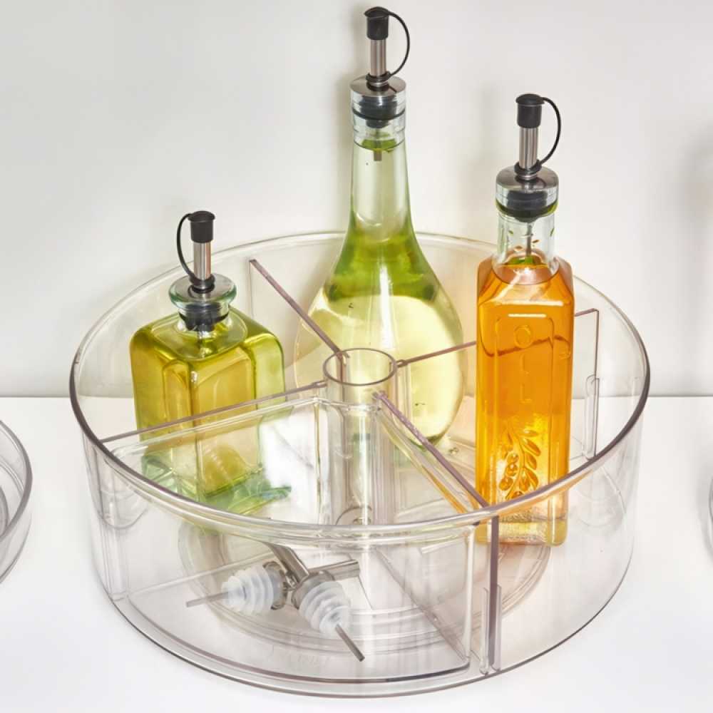 Turntable with 4 sections, 1 bin, THE HOME EDIT LAZY SUSAN, Ø 29,2 cm, Transparent in the group Storage / Kitchen storage / Kitchen cabinet organizers / Spice racks at SmartaSaker.se (42735)