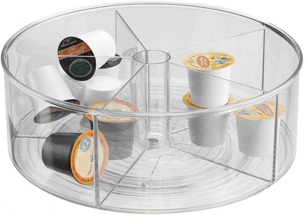 Organiser with 5 sections, RPET TURNTABLE, Ø 29,2 x H11,4 cm, Transparent in the group Storage / Kitchen storage / Kitchen cabinet organizers / Spice racks at SmartaSaker.se (42736)