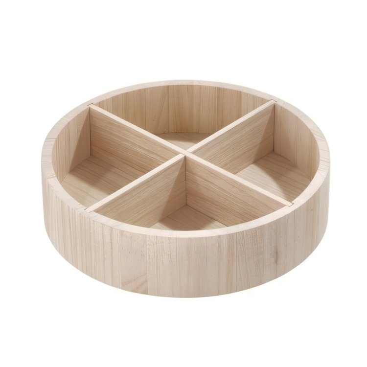 Turntable with dividers, THE HOME EDIT WOOD SERIES Ø 30,4 cm, Natural in the group Storage / Kitchen storage / Kitchen cabinet organizers / Spice racks at SmartaSaker.se (42739)