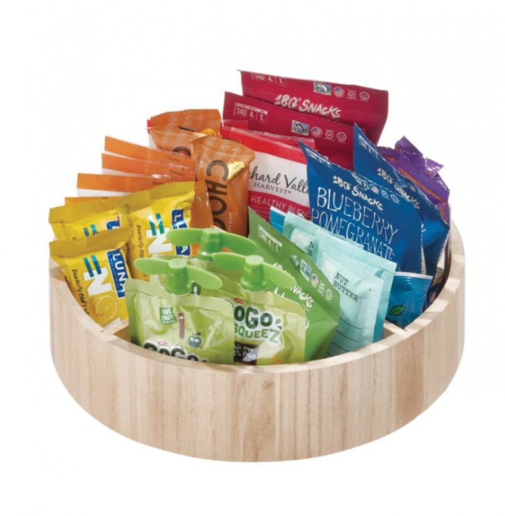 Turntable with dividers, THE HOME EDIT WOOD SERIES Ø 30,4 cm, Natural in the group Storage / Kitchen storage / Kitchen cabinet organizers at SmartaSaker.se (42739)