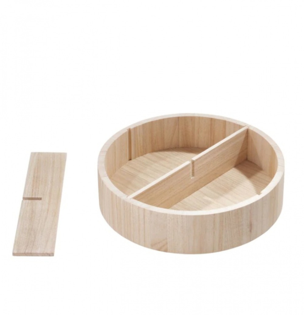 Turntable with dividers, THE HOME EDIT WOOD SERIES Ø 30,4 cm, Natural in the group Storage / Kitchen storage / Kitchen cabinet organizers at SmartaSaker.se (42739)