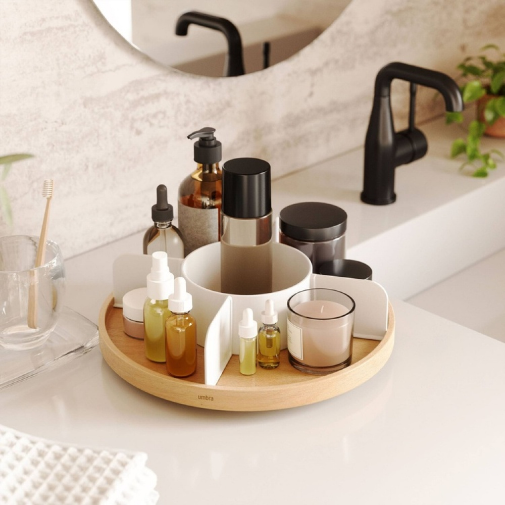 Turntable with dividers, UMBRA BELLWOOD LAZY SUSAN, Ø 30, Natural / White in the group Storage / Kitchen storage / Kitchen cabinet organizers / Spice racks at SmartaSaker.se (42741)