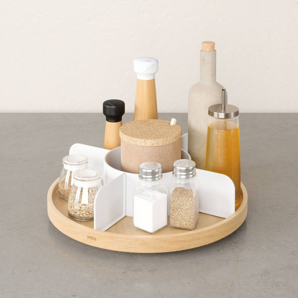 Turntable with dividers, UMBRA BELLWOOD LAZY SUSAN, Ø 30, Natural / White in the group Storage / Kitchen storage / Kitchen cabinet organizers / Spice racks at SmartaSaker.se (42741)