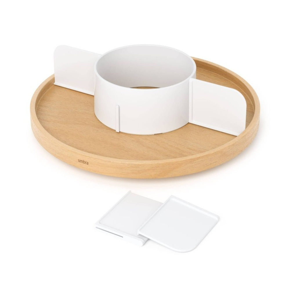 Turntable with dividers, UMBRA BELLWOOD LAZY SUSAN, Ø 30, Natural / White in the group Storage / Kitchen storage / Kitchen cabinet organizers / Spice racks at SmartaSaker.se (42741)