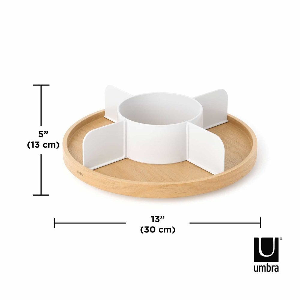 Turntable with dividers, UMBRA BELLWOOD LAZY SUSAN, Ø 30, Natural / White in the group Storage / Kitchen storage / Kitchen cabinet organizers / Spice racks at SmartaSaker.se (42741)