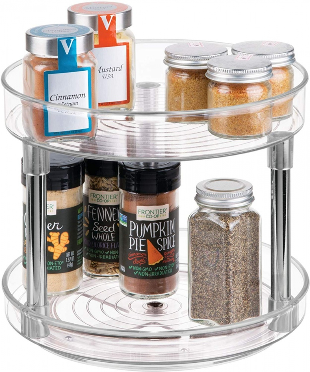 Revolving Spice Rack, 2 Tiers, LAZY SUSAN, Ø 23 cm, Transparent in the group Storage / Kitchen storage at SmartaSaker.se (42744)