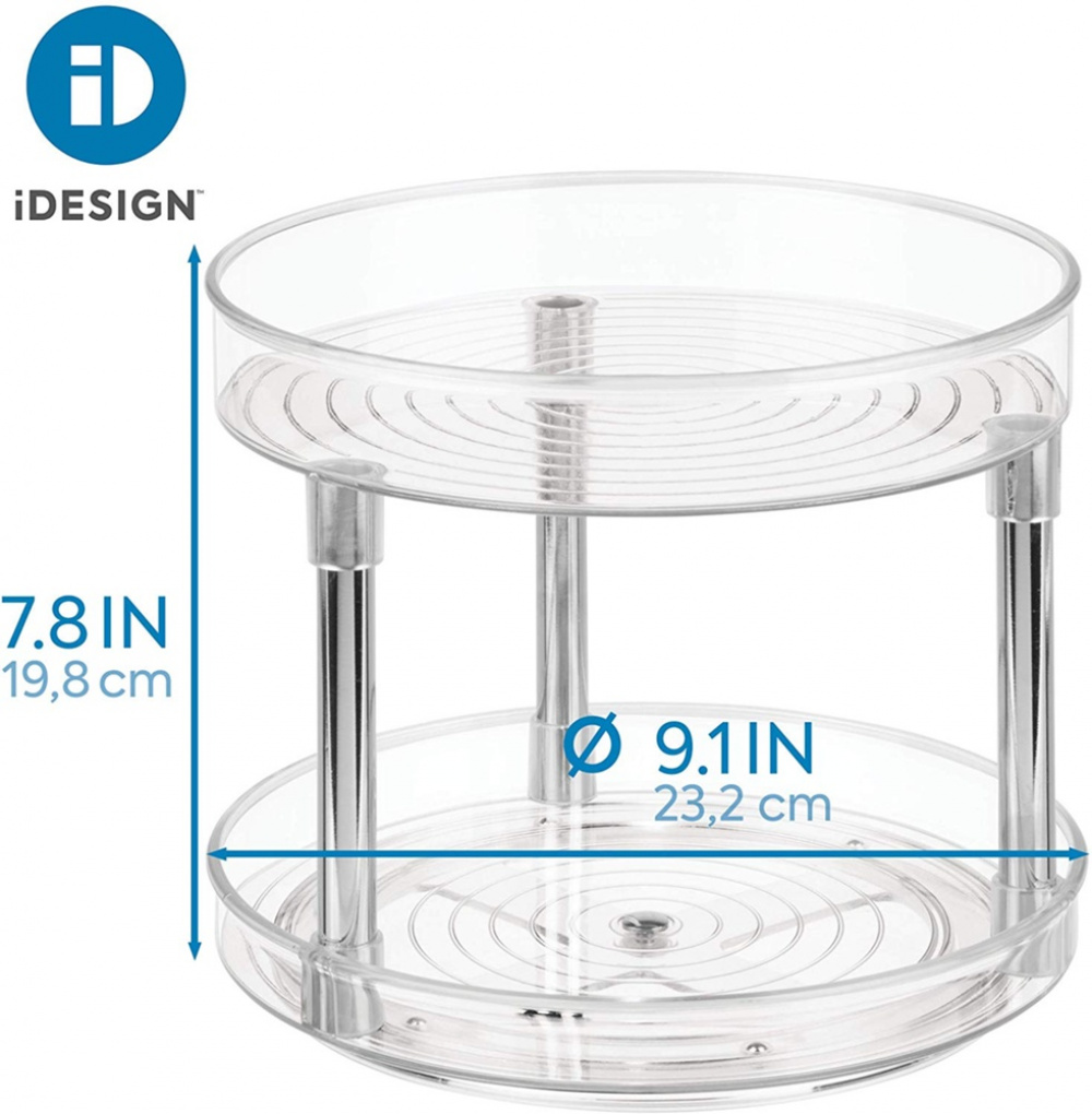 Revolving Spice Rack, 2 Tiers, LAZY SUSAN, Ø 23 cm, Transparent in the group Storage / Kitchen storage at SmartaSaker.se (42744)