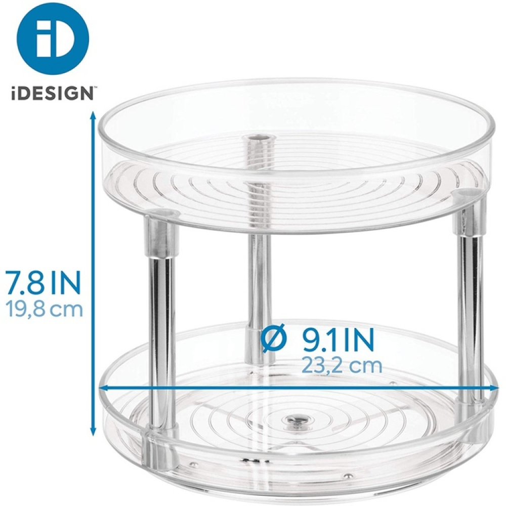 Revolving Spice Rack, 2 Tiers, LAZY SUSAN, Ø 23 cm, Transparent in the group Storage / Kitchen storage / Kitchen cabinet organizers / Spice racks at SmartaSaker.se (42744)