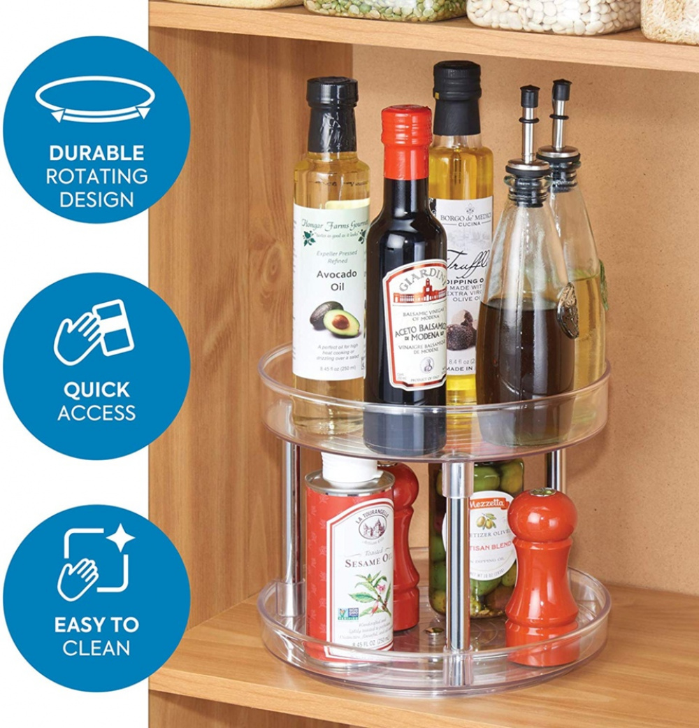 Revolving Spice Rack, 2 Tiers, LAZY SUSAN, Ø 23 cm, Transparent in the group Storage / Kitchen storage at SmartaSaker.se (42744)