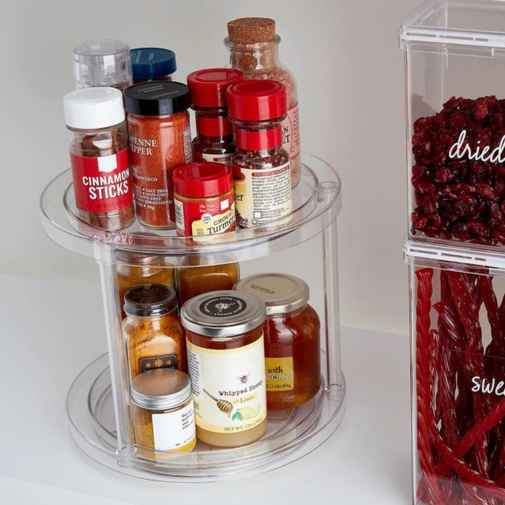 Lazy Susan, 2 Tier, THE HOME EDIT TURNTABLE Ø 24 x H 22,2 cm, Transparent in the group Storage / Kitchen storage / Kitchen cabinet organizers / Spice racks at SmartaSaker.se (42746)