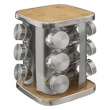 Rotating Spice Rack, BAMBOO SPIZE ORGANIZER, 17 x 17 x H 23 cm , Silver / Nature Rotating Spice Rack, BAMBOO SPIZE ORGANIZER, 17 x 17 x H 23 cm , Silver / Nature
