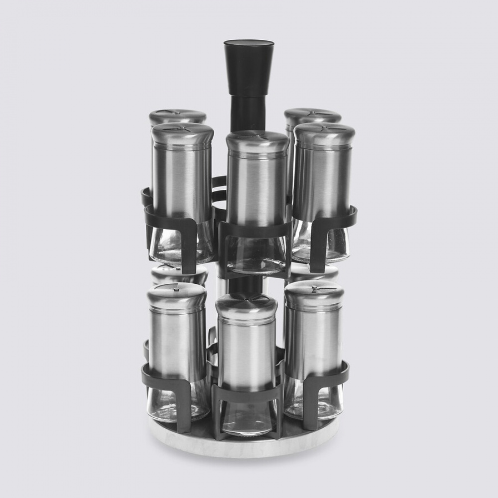 Rotating Spice Rack, REVOLVING SPICE RACK , Ø 20 x H 34,2 cm , Grey / Silver / Clear in the group Storage / Kitchen storage / Kitchen cabinet organizers / Spice racks at SmartaSaker.se (42754)