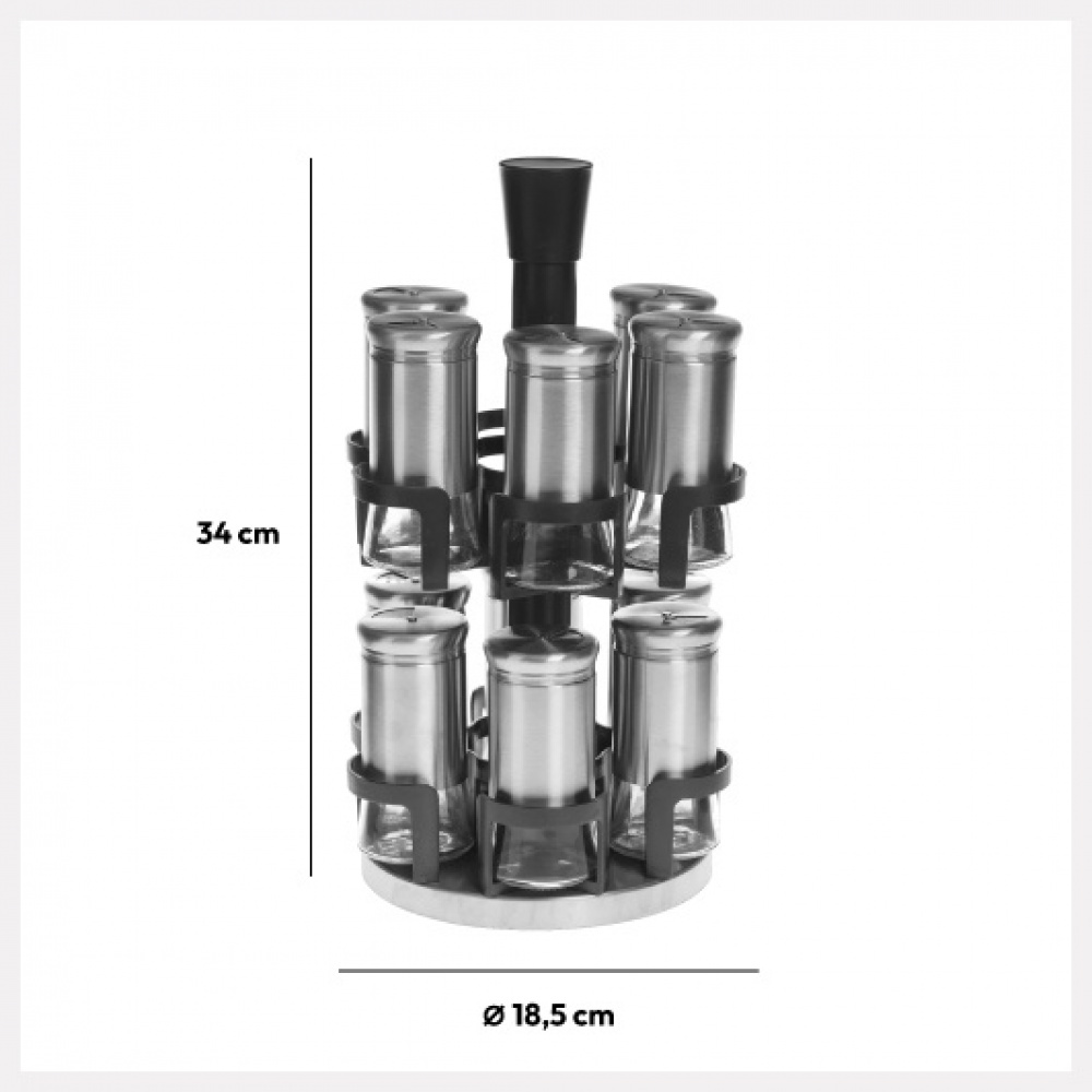 Rotating Spice Rack, REVOLVING SPICE RACK , Ø 20 x H 34,2 cm , Grey / Silver / Clear in the group Storage / Kitchen storage / Kitchen cabinet organizers / Spice racks at SmartaSaker.se (42754)