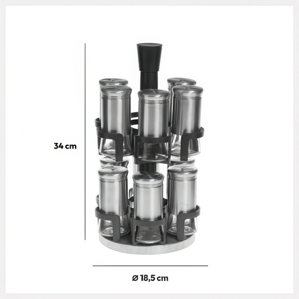 Rotating Spice Rack, REVOLVING SPICE RACK , Ø 20 x H 34,2 cm , Grey / Silver / Clear in the group Storage / Kitchen storage / Kitchen cabinet organizers / Spice racks at SmartaSaker.se (42754)
