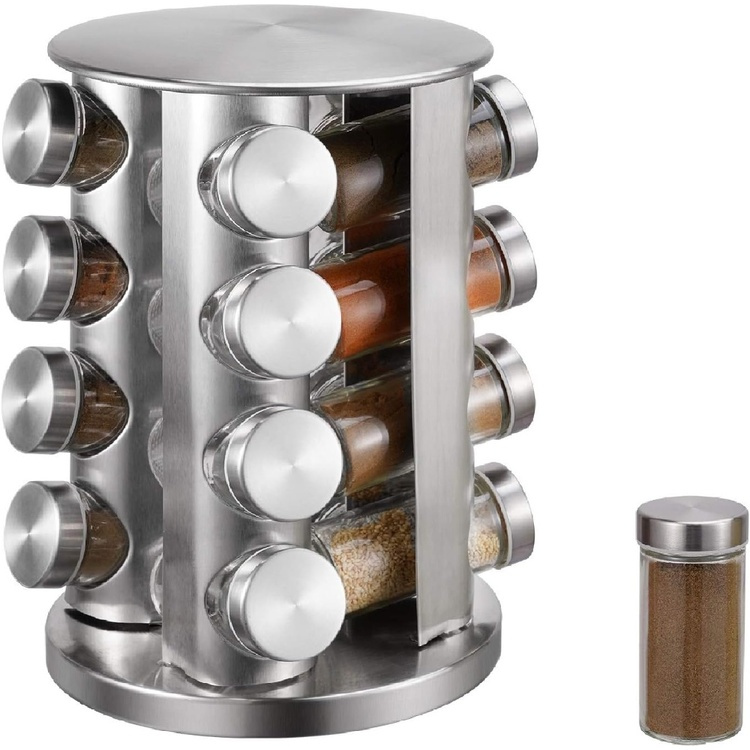 Rotating Spice Rack, SPICE RACK ROTA , Ø 21 x H 28,5 cm , Silver / Clear in the group Storage / Kitchen storage / Kitchen cabinet organizers / Spice racks at SmartaSaker.se (42755)