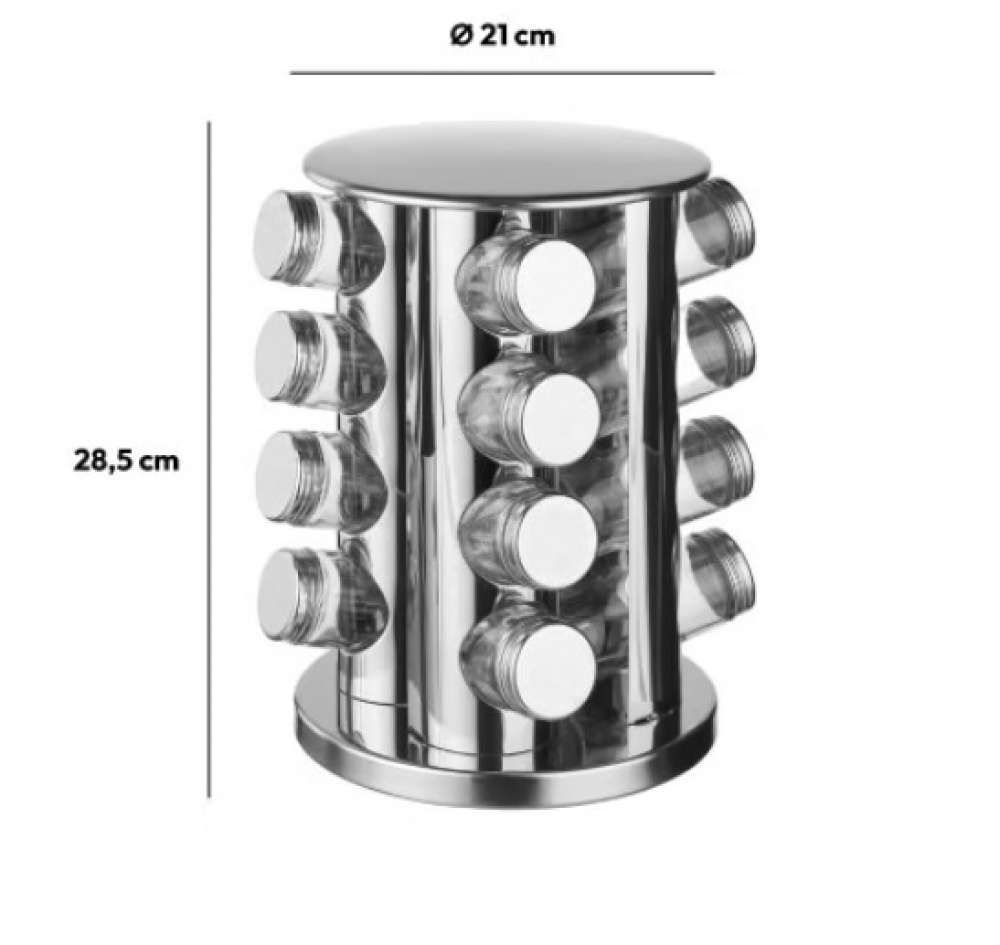 Rotating Spice Rack, SPICE RACK ROTA , Ø 21 x H 28,5 cm , Silver / Clear in the group Storage / Kitchen storage / Kitchen cabinet organizers / Spice racks at SmartaSaker.se (42755)