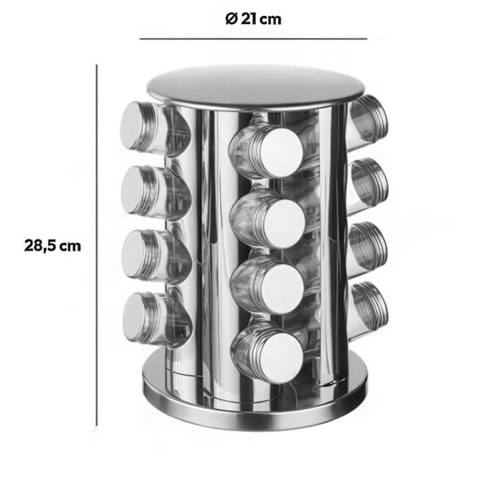Rotating Spice Rack, SPICE RACK ROTA , Ø 21 x H 28,5 cm , Silver / Clear in the group Storage / Kitchen storage / Kitchen cabinet organizers / Spice racks at SmartaSaker.se (42755)