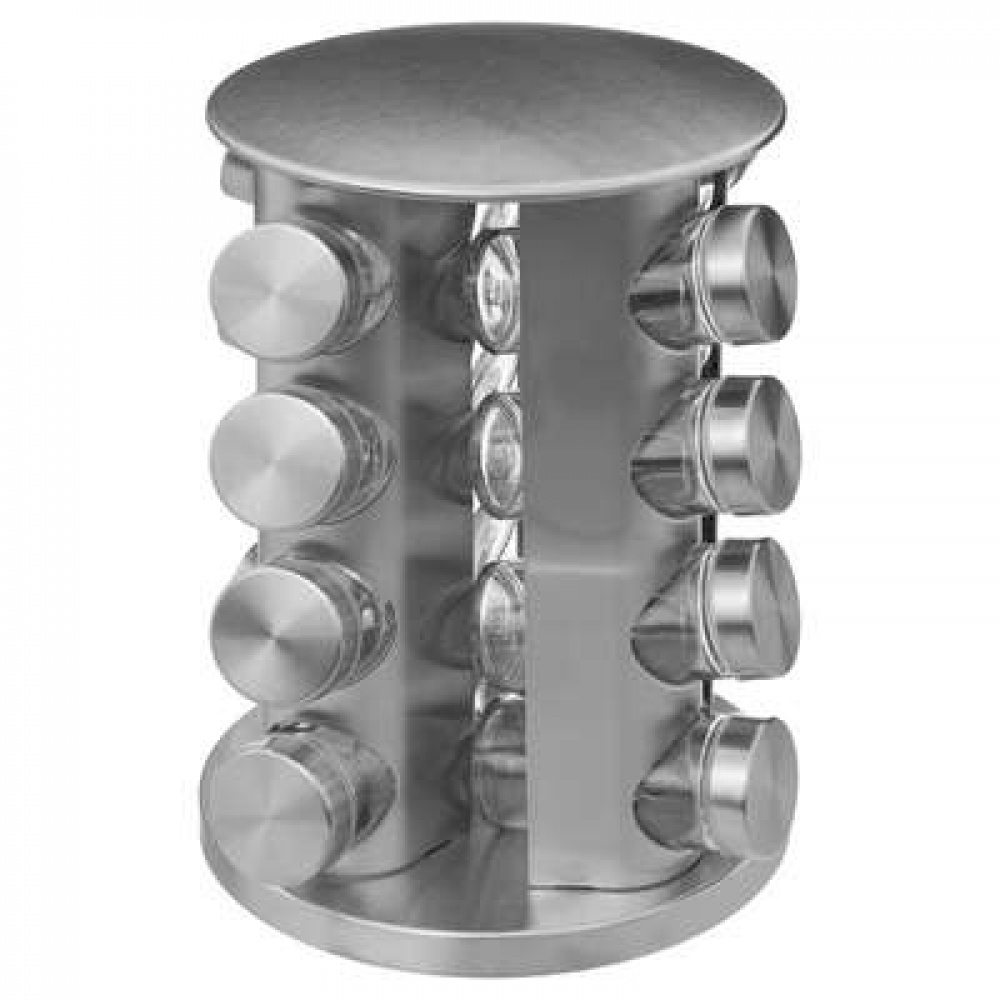 Rotating Spice Rack, SPICE RACK ROTA , Ø 21 x H 28,5 cm , Silver / Clear in the group Storage / Kitchen storage / Kitchen cabinet organizers / Spice racks at SmartaSaker.se (42755)
