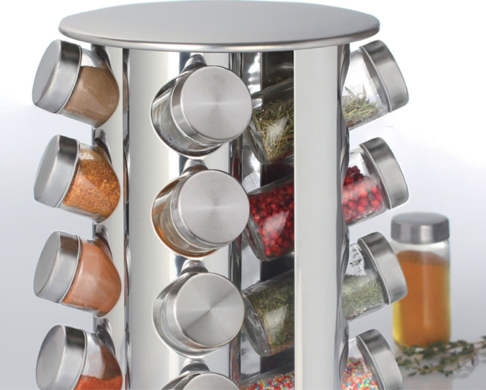 Rotating Spice Rack, SPICE RACK ROTA , Ø 21 x H 28,5 cm , Silver / Clear in the group Storage / Kitchen storage / Kitchen cabinet organizers / Spice racks at SmartaSaker.se (42755)